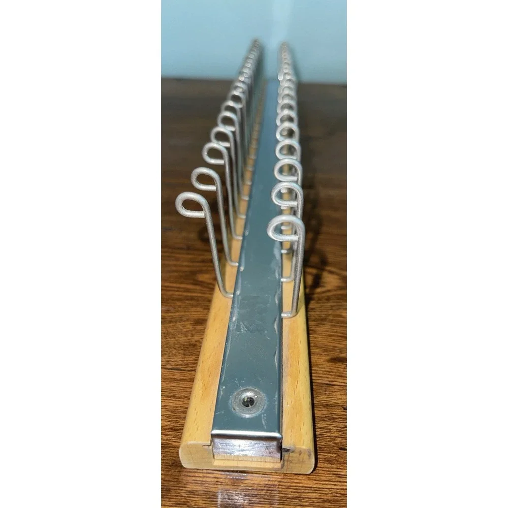 Vintage Wood & Brass Tie Scarf Belt‎ Holder Rack Organizer Made in USA 36 Hooks